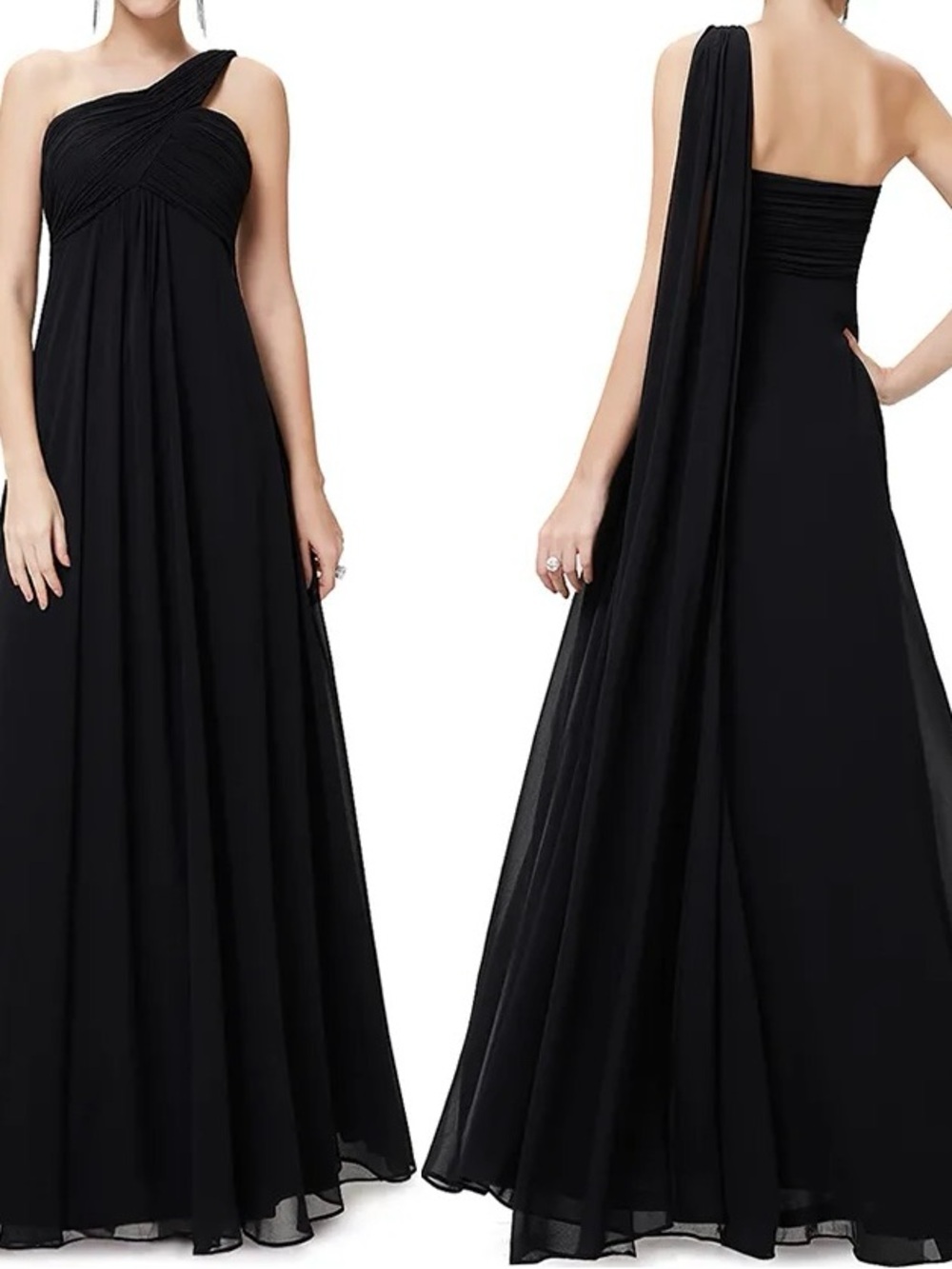 Bill Levkoff Black One-Shoulder Evening Gown Women’s Dress size 12